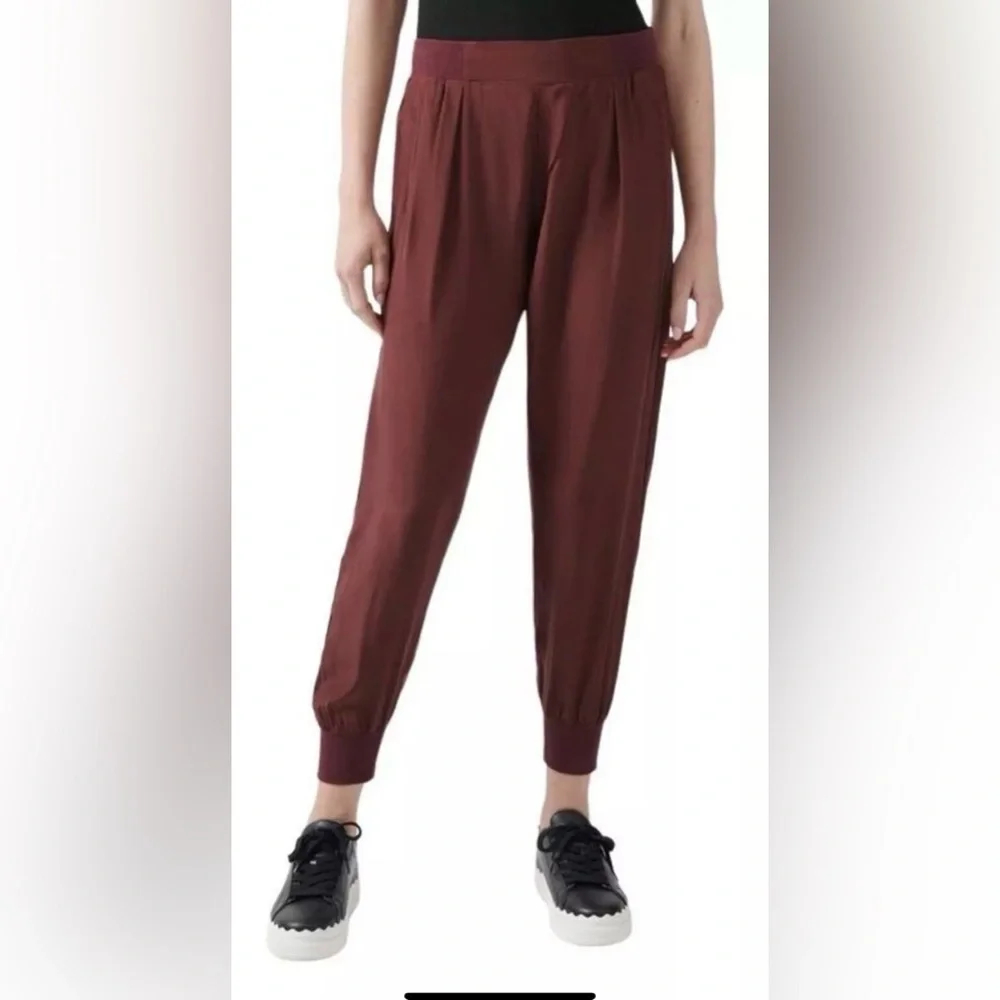ATM Silk Charmeuse Frayed Trim Joggers - NEW! - Picture 1 of 17